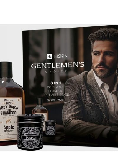 HiSkin Gentleman’s Choice zestaw Whisky żel do mycia ciała i szampon do włosów i brody 3w1 Apple 330ml + pomada do włosów i brody 100ml