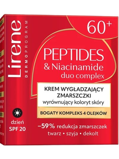 Lirene Peptides & Niacinamide krem wygładzający zmarszczki wyrównujący koloryt skóry na dzień 60+ 50ml