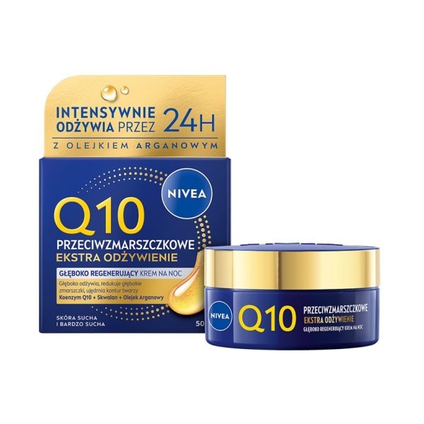 Nivea Q10 Przeciwzmarszczkowe Ekstra Odżywienie głęboko regenerujący krem na noc 50ml