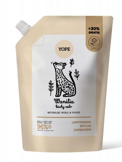 Yope Naturalne mydło w płynie refill Wanilia & Biały Cedr 600ml