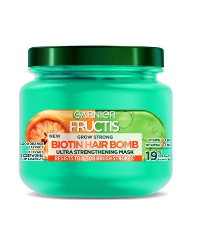Garnier Fructis Grow Strong Biotin Hair Bomb wzmacniająca maska do włosów 320ml