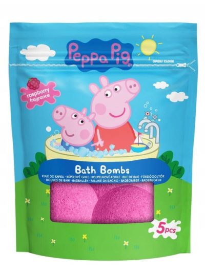 Peppa Pig Bath Bombs musujące kule do kąpieli Malina 5x50g