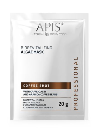 APIS Coffee Shot biorewitalizująca maska algowa z kwasem kawowym i ziarenkami kawy arabica 20g