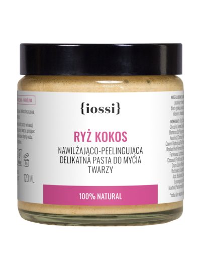 Iossi Ryż i Kokos nawilżająco-peelingująca delikatna pasta do mycia twarzy 120ml