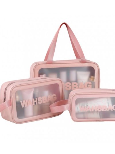 Ecarla Washbag zestaw 3 kosmetyczek Pudrowy Róż KS83