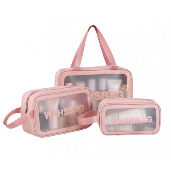 Ecarla Washbag zestaw 3 kosmetyczek Pudrowy Róż KS83