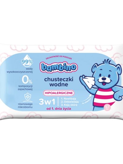 Bambino Chusteczki wodne 3w1 57szt.
