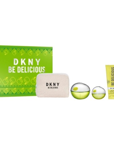 Donna Karan DKNY Be Delicious zestaw woda perfumowana spray 100ml + balsam do ciała 100ml + woda perfumowana spray 15ml + kosmetyczka