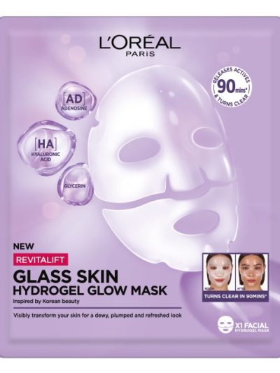 L'Oreal Paris Revitalift Filler Glass Skin rozświetlająco-nawilżająca maska hydrożelowa 25g