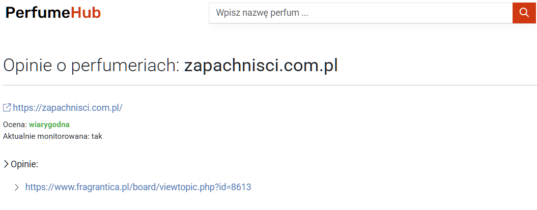 Opinie o firmie Zapachniści ze strony PerfumeHub