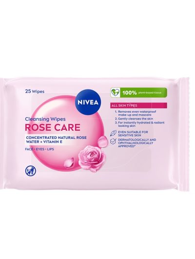 Nivea Rose Care chusteczki oczyszczające 3w1 25szt