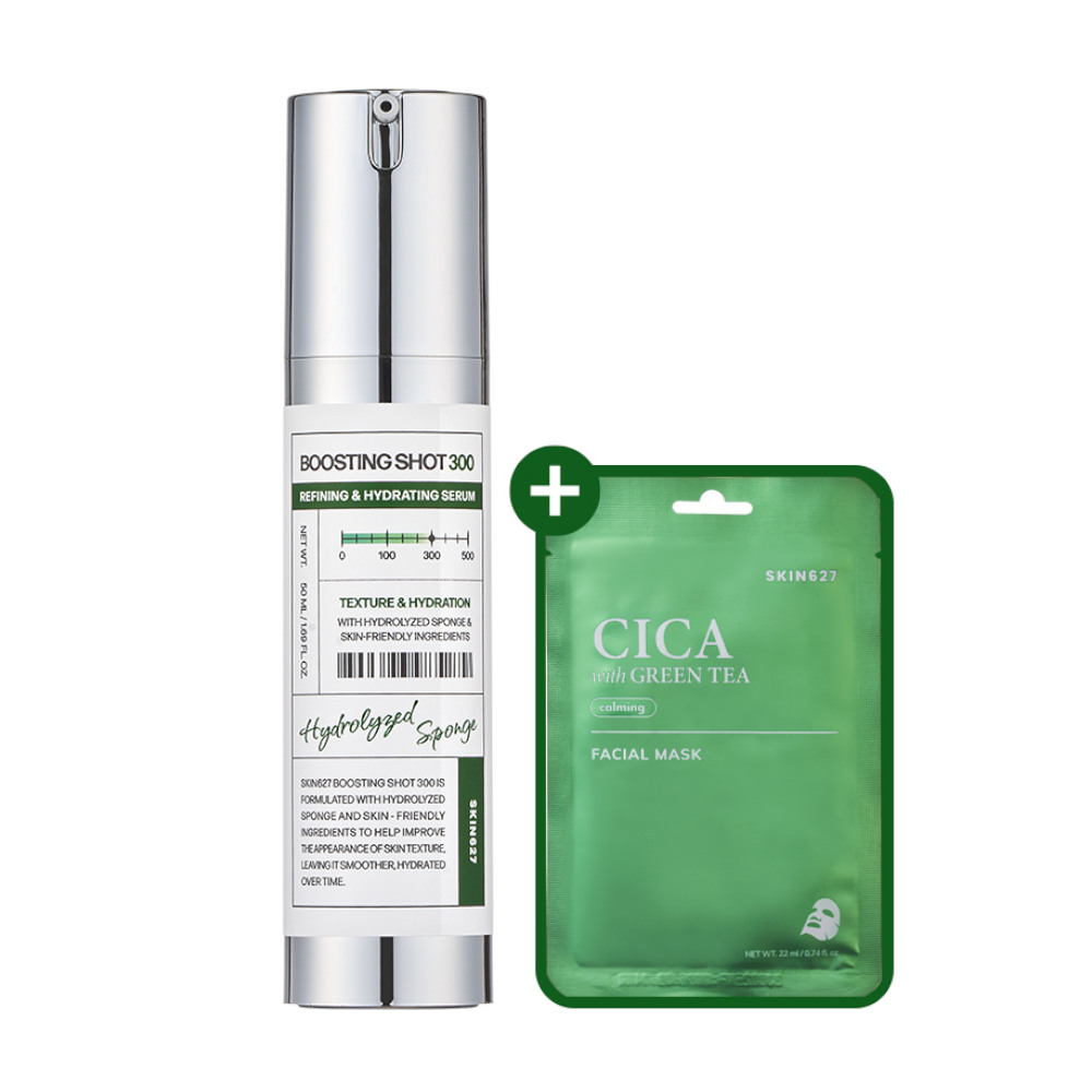 SKIN627 SKIN627 Boosting Shot 300 + Cica with Green Tea Sheet Mask Set Gesichtsserum 50ml + Maske als Tuchmaske 22ml — Inhaltsstoffe und Bewertung