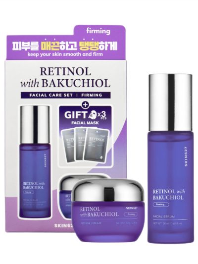 SKIN627 Retinol with Bakuchiol zestaw serum do twarzy 50ml + krem do twarzy 50g + maski w płachcie 3x22ml