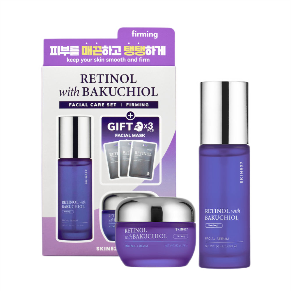 SKIN627 SKIN627 Retinol with Bakuchiol zestaw serum do twarzy 50ml + krem do twarzy 50g + maski w płachcie 3x22ml — Składniki i ocena