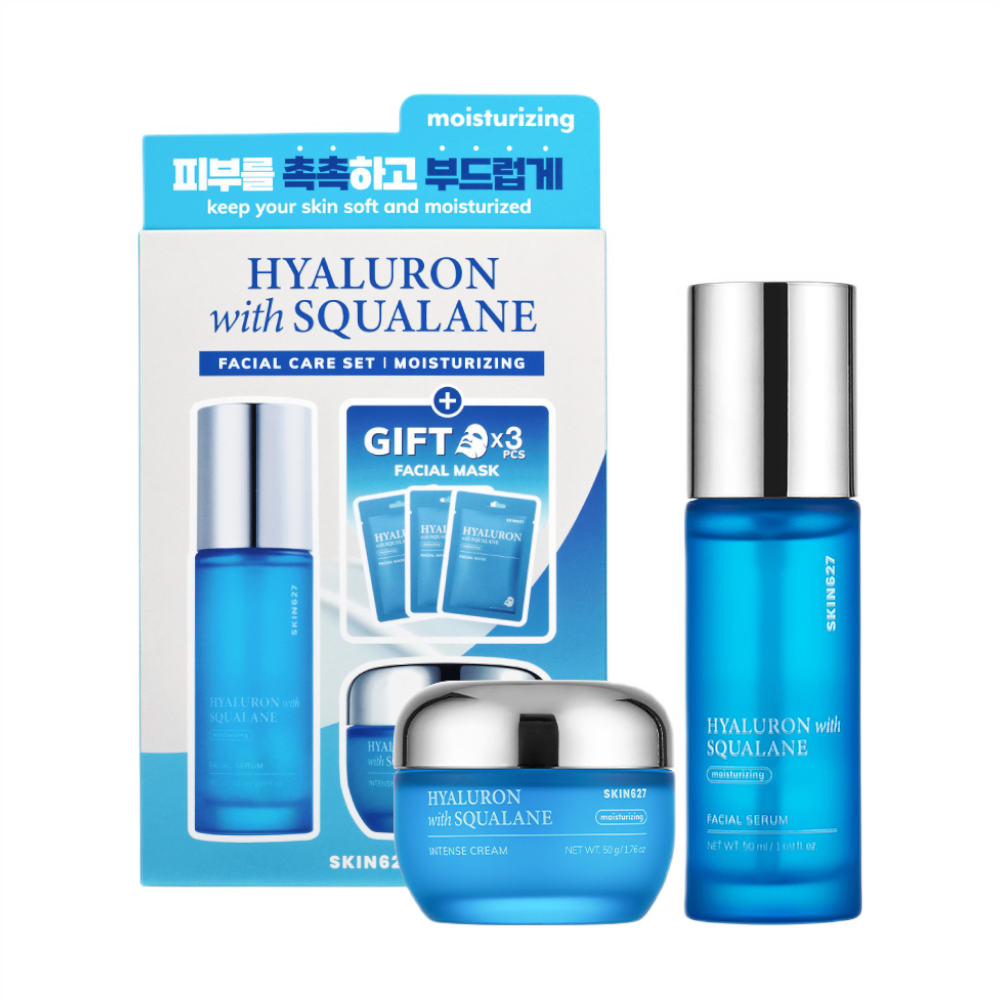 SKIN627 SKIN627 Hyaluron with Squalane zestaw serum do twarzy 50ml + krem do twarzy 50g + maski w płachcie 3x22ml — Składniki i ocena