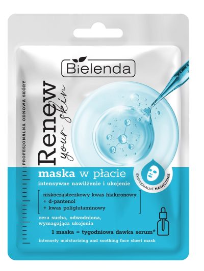 Bielenda Renew Your Skin maska w płacie - intensywne nawilżenie i ukojenie 17g