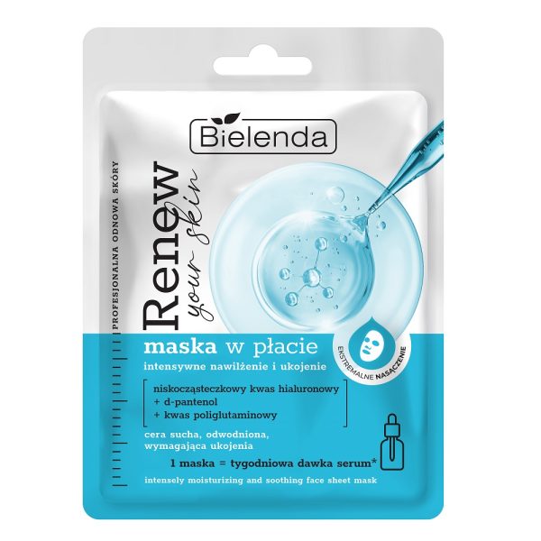 Bielenda Renew Your Skin maska w płacie - intensywne nawilżenie i ukojenie 17g