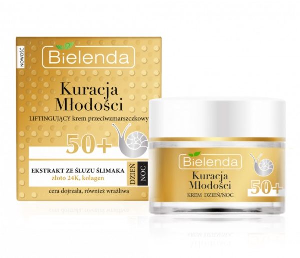Bielenda Kuracja Młodości liftingujący krem przeciwzmarszczkowy z ekstraktem ze śluzu ślimaka 50+ dzień/noc 50ml