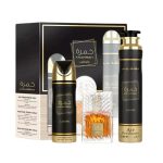 Lattafa Khamrah zestaw woda perfumowana spray 100ml + dezodorant spray 200ml + odświeżacz powietrza 300ml