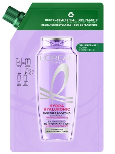 L'Oreal Paris Elseve Hydra Hyaluronic szampon wypełniający nawilżeniem w opakowaniu uzupełniającym 500ml