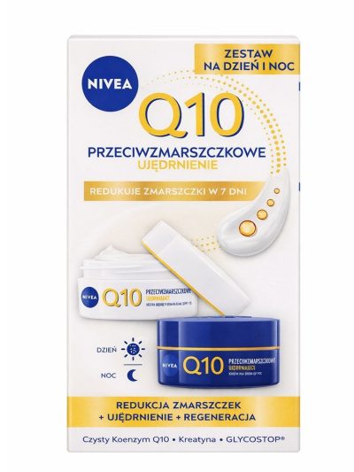 Nivea Q10 Przeciwzmarszczkowe ujędrnienie zestaw krem na dzień i na noc 2x50ml