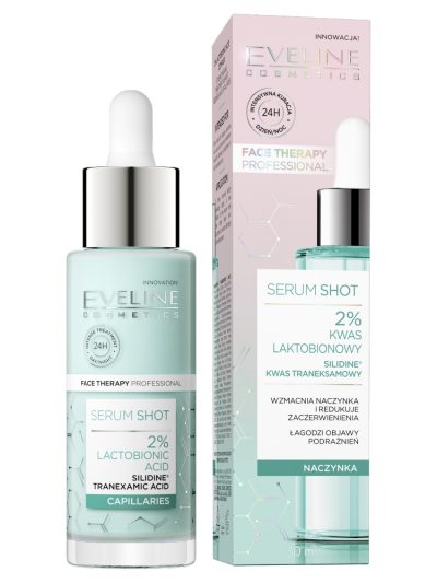 Eveline Cosmetics Serum Shot kuracja wzmacniająca na zaczerwienienia z kwasem laktobionowym 2% 30ml
