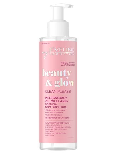 Eveline Cosmetics Beauty & Glow pielęgnujący żel micelarny do mycia twarzy 200ml