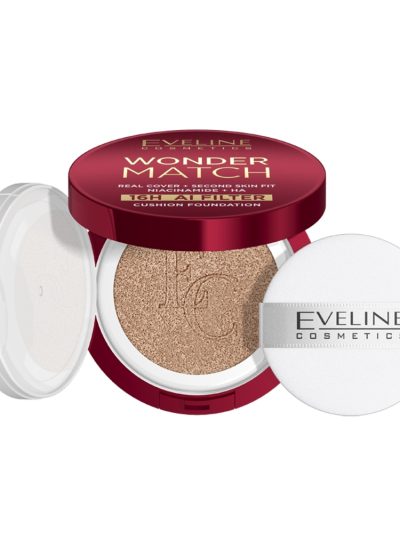 Eveline Cosmetics Wonder Match kryjący podkład cushion z niacynamidem i kwasem hialuronowym 01N Ivory 15g
