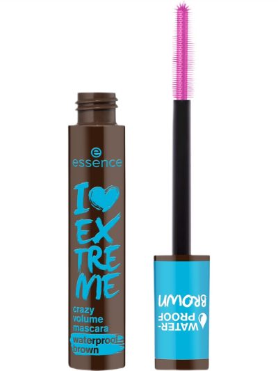 Essence I Love Extreme Crazy Volume Mascara Waterproof brązowa maskara pogrubiająca do rzęs 01 Cozy Brown 12ml