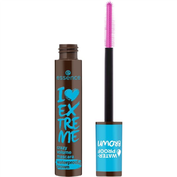 Essence I Love Extreme Crazy Volume Mascara Waterproof brązowa maskara pogrubiająca do rzęs 01 Cozy Brown 12ml
