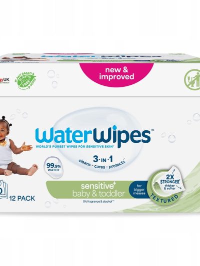 WaterWipes Sensitive+ Niemowlę i Małe Dziecko chusteczki nawilżane 99.9% wody 12x60szt.