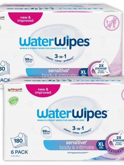 WaterWipes Sensitive+ Ciało i Higiena Intymna chusteczki nawilżane dla seniorów 12x30szt.