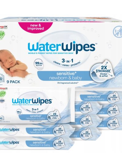 WaterWipes Sensitive+ Noworodek i Niemowlę chusteczki nawilżane 9x60szt.