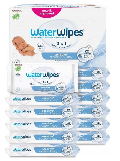 WaterWipes Sensitive+ Noworodek i Niemowlę chusteczki nawilżane 12x60szt.