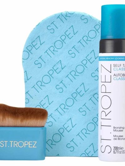 ST. TROPEZ Ultimate Tan Body Essentials Kit zestaw Bronzing Mousse pianka samoopalająca 200ml + aplikator do samoopalacza + szczoteczka