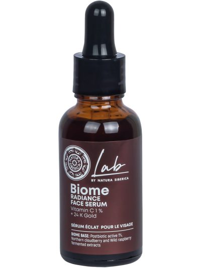 Natura Siberica Lab Biome rozświetlające serum do twarzy z witaminą C 1% i 24K złotem 30ml