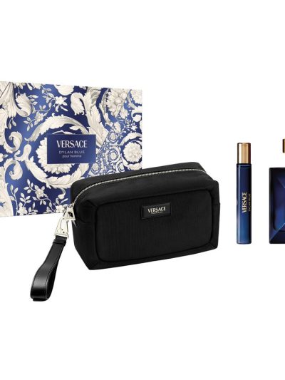 Versace Dylan Blue Pour Homme zestaw woda toaletowa spray 100ml + miniatura wody toaletowej spray 10ml + kosmetyczka