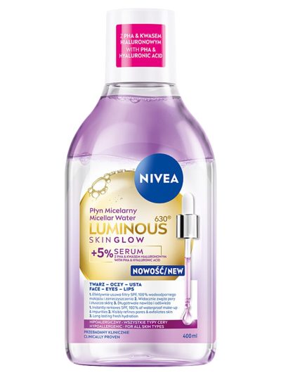 Nivea Luminous630® Skin Glow płyn micelarny z 5% serum 400ml
