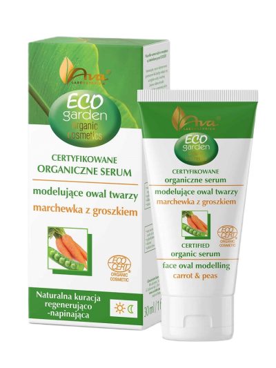 Ava Laboratorium Eco Garden certyfikowane organiczne serum modelujące owal twarzy marchewka z groszkiem 45+ 30ml