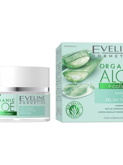 Eveline Cosmetics Organic Aloe + Collagen nawilżająco-matujący żel do twarzy 50ml