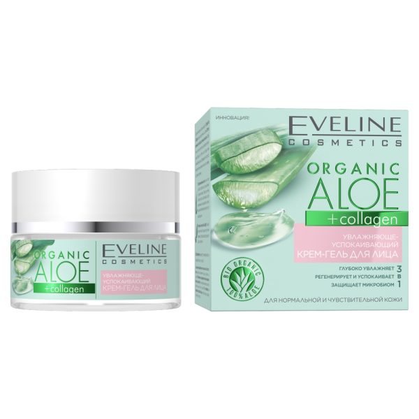 Eveline Cosmetics Organic Aloe + Collagen nawilżająco-łagodzący krem-żel do twarzy 50ml
