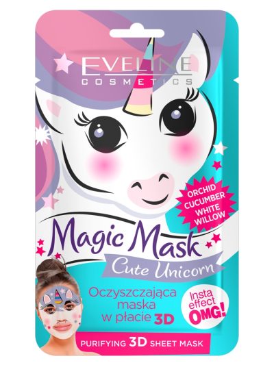 Eveline Cosmetics Magic Mask Cute Unicorn oczyszczająca maska w płachcie 3D
