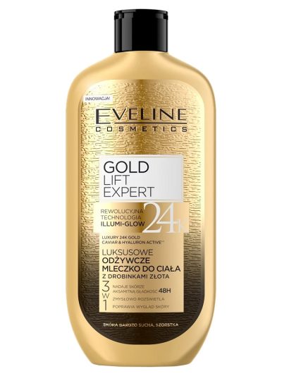 Eveline Cosmetics Gold Lift Expert 24k Gold luksusowe odżywcze mleczko do ciała z drobinkami złota 350ml