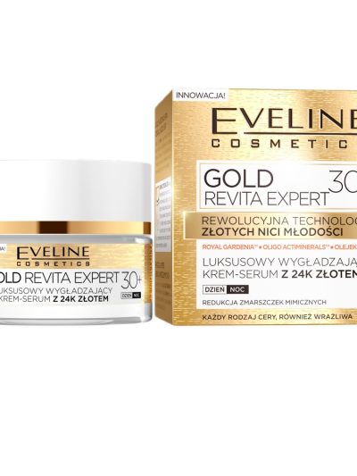 Eveline Cosmetics Gold Revita Expert luksusowy wygładzający krem-serum z 24k złotem 30+ 50ml