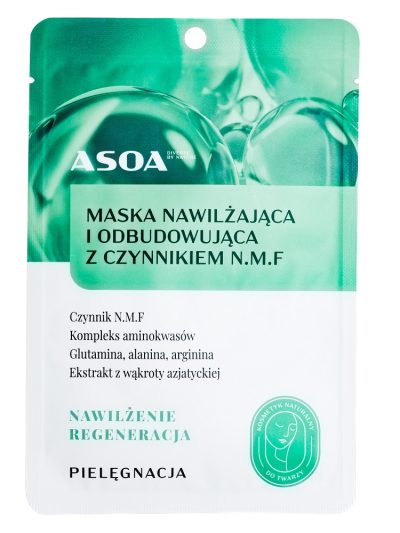 Asoa Maska w płachcie nawilżająca i odbudowująca z czynnikiem N.M.F. 30g