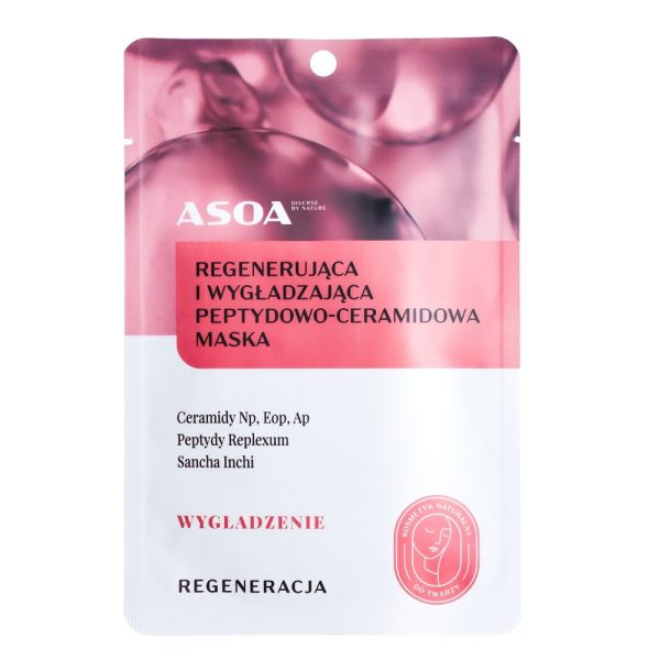 Asoa Maska w płachcie regenerująca i wygładzająca peptydowo-ceramidowa 30g