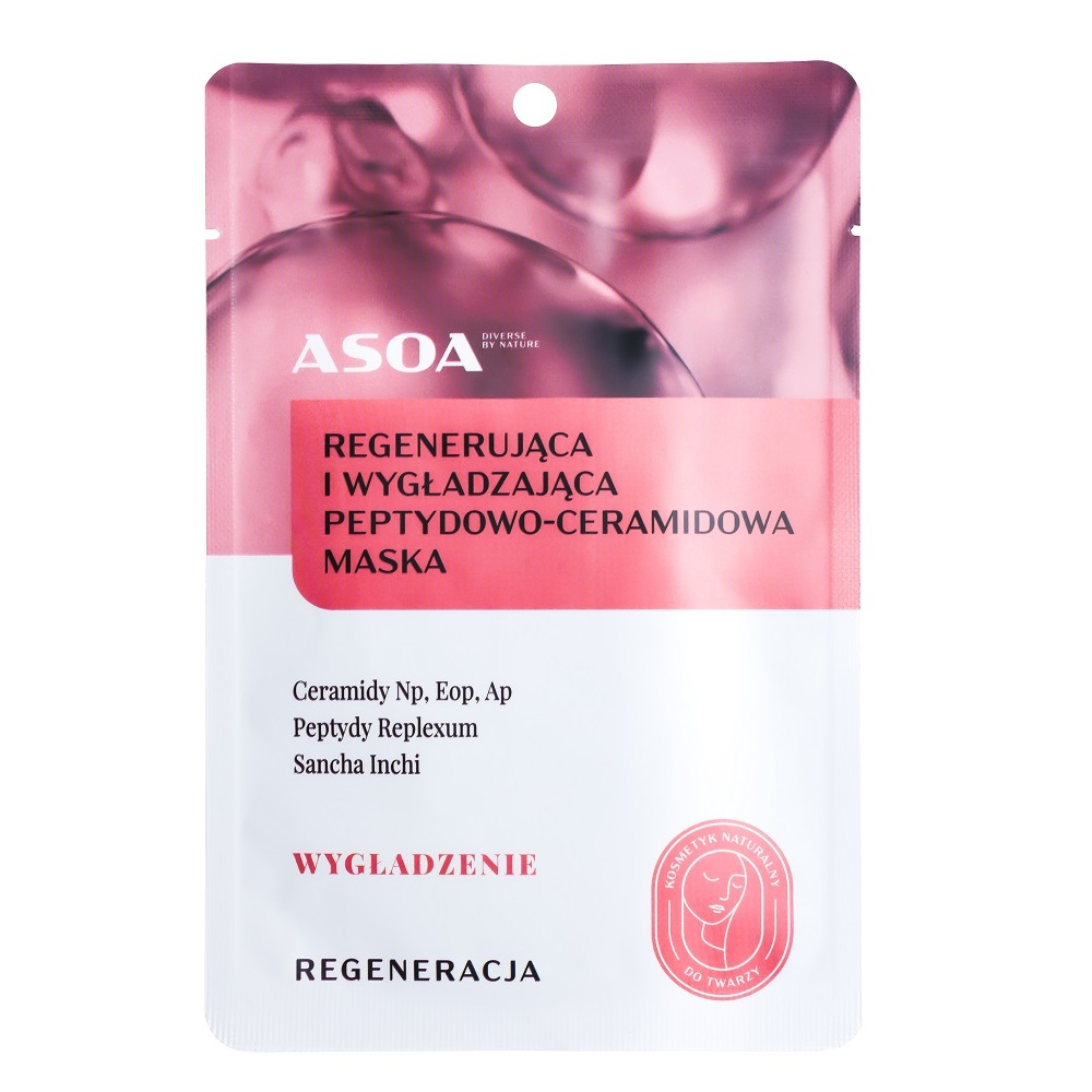 Asoa Asoa Maska w płachcie regenerująca i wygładzająca peptydowo-ceramidowa 30g