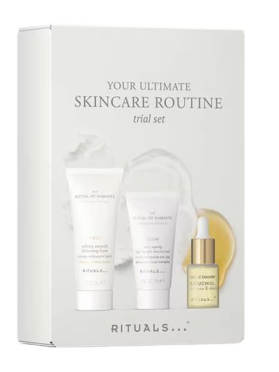 Rituals Your Ultimate Skincare Routine zestaw pianka oczyszczająca 30ml + booster z bakuchiolem 6.5ml + lekki krem nawilżający 15ml