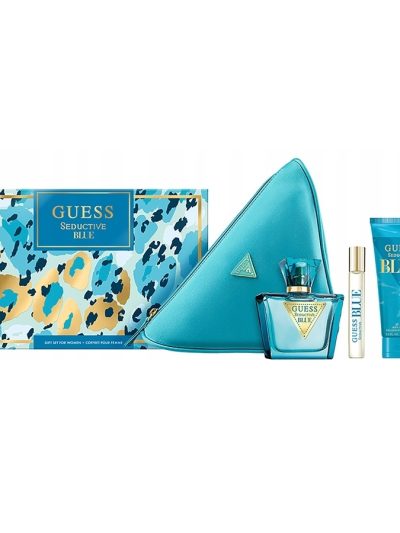 Guess Seductive Blue zestaw woda toaletowa spray 75ml + balsam do ciała 100ml + woda toaletowa spray 15ml + kosmetyczka