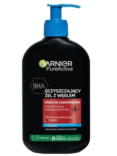 Garnier Pure Active oczyszczający żel przeciw zaskórnikom z kwasem BHA i węglem 250ml